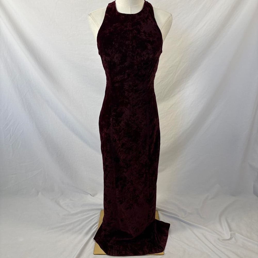 Rampage burgundy velvet maxi halter maxi dress size 3 whimsigoth dark vintage